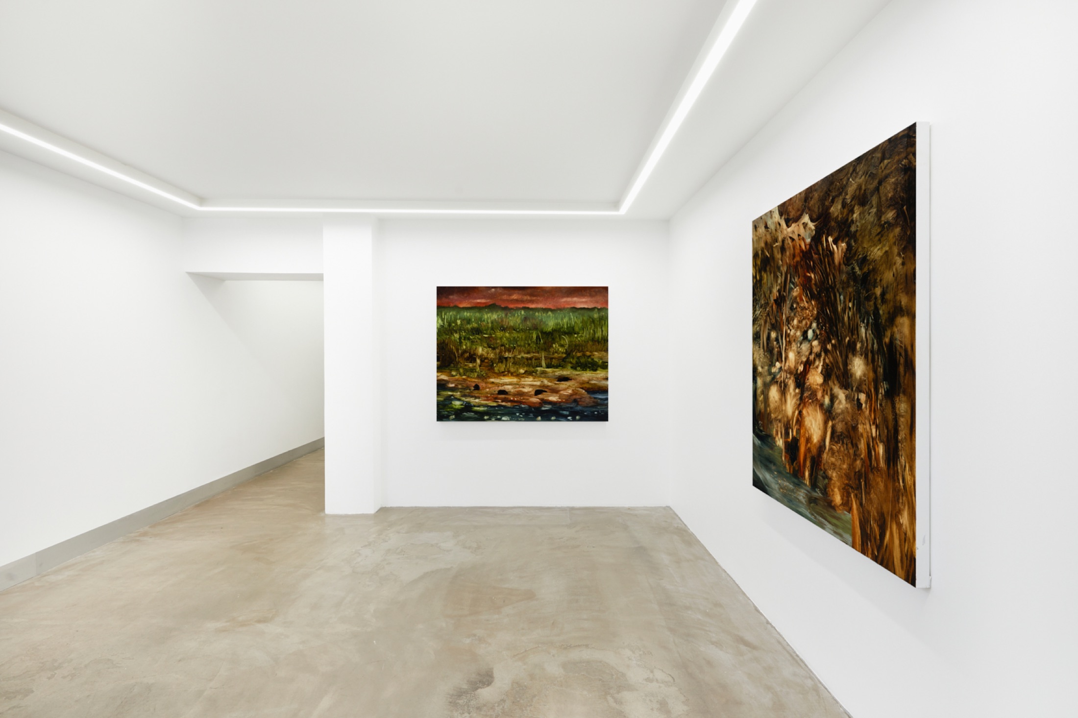 Installation view of Light, Water, Place, Bremond Capela, Paris, France, 2024